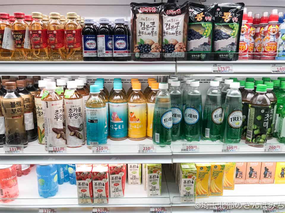 韓ビニ熊谷店の韓国のジュース・ドリンク