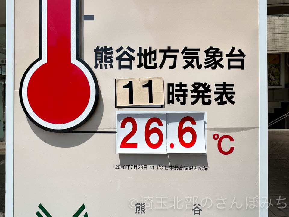 熊谷市八木橋百貨店に設置した大温度計の気温
