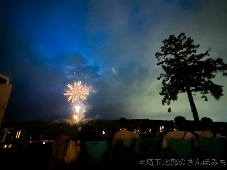 飯能「メッツァの花火2023」ヒュッゲテラスから見える花火