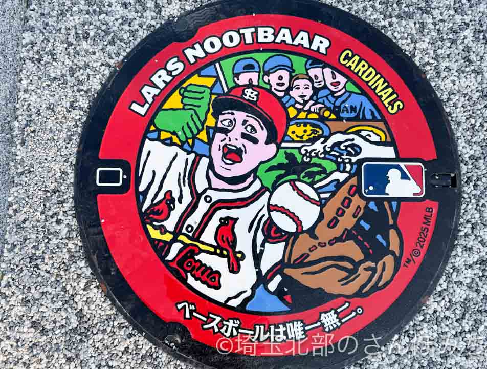 東松山・箭弓稲荷神社 ヌートバー選手のマンホール蓋