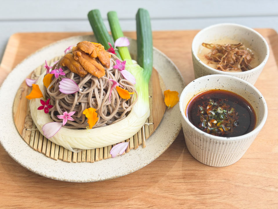 道の駅おがわまち「深谷ねぎ1本！雲丹つけ蕎麦」
